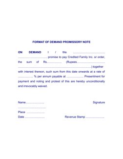Demand Promissory Note Format | PDF | Finance & Money Management