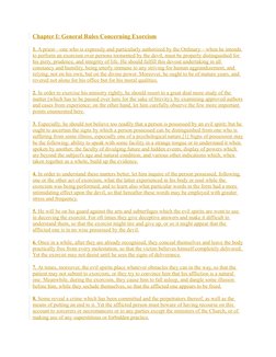 Chapter I: General Rules Concerning Exorcism
1. A priest—one who is expressly and particularly authorized by the Ordinary—whe