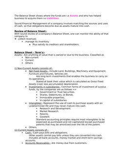 The Balance Sheet shows where the funds are i.e Assets and who has helped 
business to acquire them i.e Liabilities.
Sound Fi
