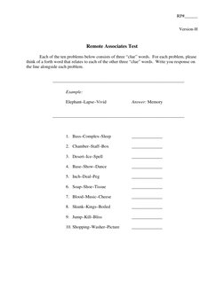 Remote Association Test Examples Remote Associates Test Examples | PDF | Teaching Methods & Materials