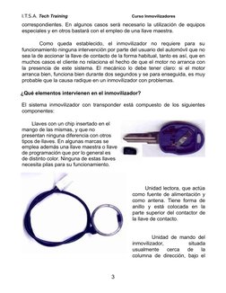 I.T.S.A. Tech Training                                            Curso Inmovilizadores
correspondientes. En algunos casos se
