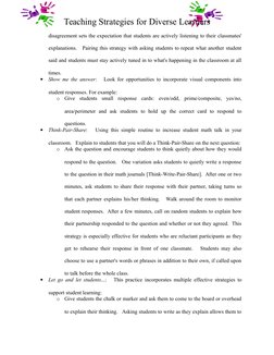 Teaching Strategies for Diverse Learners
disagreement sets the expectation that students are actively listening to their clas