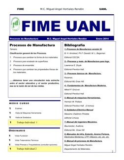 FIME
M.C. Miguel Angel Hortiales Rendón
UANL
FIME UANL
Procesos de Manufactura             M.C. Miguel Angel Hortiales Rendón