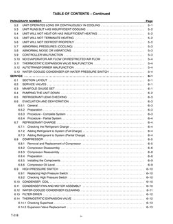iv
T-318
TABLE OF CONTENTS -- Continued
PARAGRAPH NUMBER
Page
5.2
UNIT OPERATES LONG OR CONTINUOUSLY IN COOLING
5--1
. . . .