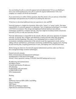 Are you looking for job as a network engineer/network administrator? Or are you thinking to 
leave your current position for