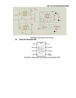 ING. EN TELECOMUNICACIONES
FIGURA 5. Simulación del Circuito
3.4.
Datos del Oscilador 555.
FIGURA 6. Disposición de los pines