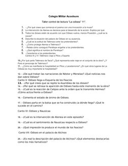Colegio Militar Acoolsure 
Taller control de lectura “La odisea” 11°.
1. - ¿Por qué crees que comienza el poema con una invoc