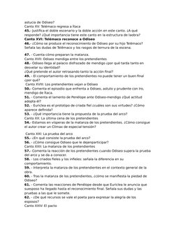 astucia de Odiseo?
Canto XV: Telémaco regresa a Ítaca
45.- Justifica el doble escenario y la doble acción en este canto. ¿A q