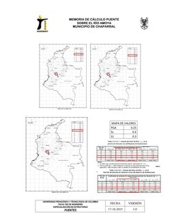 MEMORIA DE CÁLCULO PUENTE 
SOBRE EL RÍO AMOYA 
MUNICIPIO DE CHAPARRAL 
 
 
 
 
UNIVERSIDAD PEDAGÓGICA Y TECNOLÓGICA