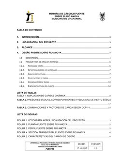 MEMORIA DE CÁLCULO PUENTE 
SOBRE EL RÍO AMOYA 
MUNICIPIO DE CHAPARRAL 
 
 
 
 
UNIVERSIDAD PEDAGÓGICA Y TECNOLÓGICA