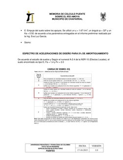 MEMORIA DE CÁLCULO PUENTE 
SOBRE EL RÍO AMOYA 
MUNICIPIO DE CHAPARRAL 
 
 
 
 
UNIVERSIDAD PEDAGÓGICA Y TECNOLÓGICA