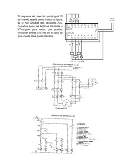 El esquema  de potencia queda igual. El 
de mando queda como indica la figura, 
se le han añadido dos contactos N.C. 
cruzado
