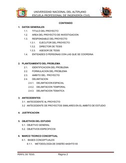 UNIVERSIDAD NACIONAL DEL ALTIPLANO                               
ESCUELA PROFESIONAL DE INGENIERÍA CIVIL
CONTENIDO
1.
D
