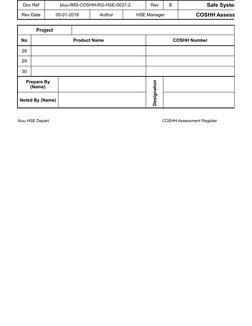 Printable Cosh Register Form.pdf COSHH Assessment Register Template | PDF