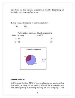 selection for the training program is mostly depending on
seniority and next performance. 
6. Are you participating in traini