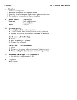 Grade 3 Computer Lesson Plan | PDF | Personal Computers | Desktop Computer