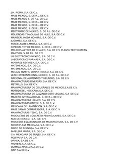 J.M. ROMO, S.A. DE C.V.
MABE MEXICO, S. DE R.L. DE C.V.
MABE MEXICO S. DE R.L. DE C.V.
MABE MEXICO, S. DE R.L. DE C.V.
MABE M