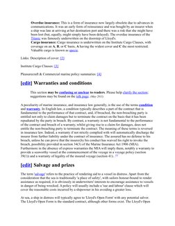 Overdue insurance: This is a form of insurance now largely obsolete due to advances in 
communications. It was an early form