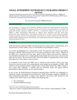 Economic Development Sector Case   
 
1 
 
SMALL ENTERPRISE TECHNOLOGY UPGRADING PROJECT 
(SETUP)  
(culled from the foll