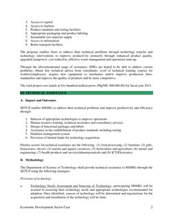 Economic Development Sector Case   
 
2 
 
3. Access to capital 
4. Access to markets 
5. Product standards and testing f
