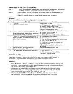 Instructions for the Clock Drawing Test: 
Step 1:
Give patient a sheet of paper with a large (relative to the size of handwri