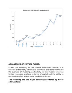 ADVANTAGES OF MUTUAL FUNDS: 
If  MF’s  are  emerging  as  the  favorite  investment  vehicle,  it  is
because of the many adv
