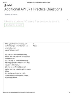 API 571 Practice Questions Flashcards | PDF | Fracture | Steel