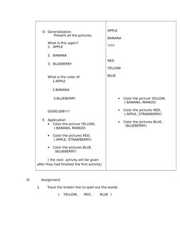 Primary Colors Lesson Plan for Preschool | PDF | Berry | Lesson Plan