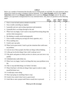 UPPS-P Impulsive Behavior Scale Guide | PDF | Impulsivity | Action ...