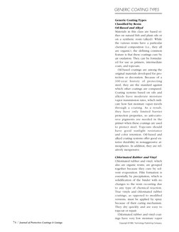 Copyright ©1995, Technology Publishing Company
Generic Coating Types 
Classified by Resin
Oil-Based and Alkyd
Materials in th
