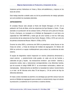 Mejoras Operacionales en Producción y Compresión de Gas
XVII Convención de Gas , AVPG, Caracas, Venezuela, 23 - 25 de Mayo, 2