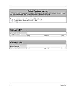 OTHER DEMONSTRATIONS
<< Use this section to request demonstrations of items outside of traditional functional processes. Use
