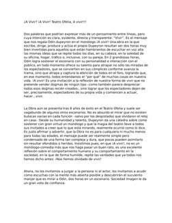 ¿A Vivir? ¡A Vivir! Teatro Ofelia, A vivir!!!
Dos palabras que podrían expresar más de un pensamiento entre líneas, pero 
cuy