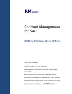 Contract Management 
for SAP 
 
 
Mastering the lifespan of your contracts 
 
 
 
 
 
 
 
 
Your main b