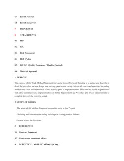 Method Statement for Screeding Works | PDF | Concrete | Economic Sectors