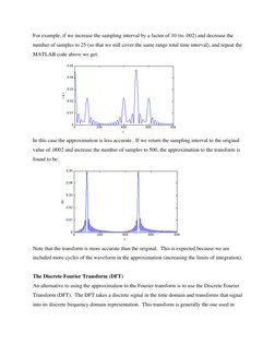 For example, if we increase the sampling interval by a factor of 10 (to .002) and decrease the 
number of samples to 25 (so t