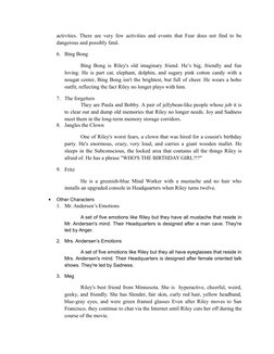 activities. There are very few activities and events that Fear does not find to be
dangerous and possibly fatal.
6. Bing Bong