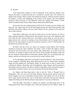 B. Synopsis
A girl named Riley Andersen is born in Minnesota. In her mind Joy, Sadness, Fear,
Disgust and Anger, (http://pixa