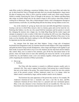 make Riley awake by infiltrating a monstrous birthday clown, who scares Riley and wakes her
up. As three board the Train of T