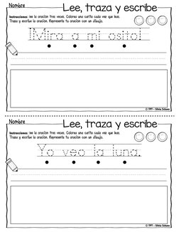 © TPT - Silvia Schavz
¡Mira/a/mi/osito!/
/////////////////////
Nombre 
Lee, traza y escribe 
Instrucciones: lee la oración tr