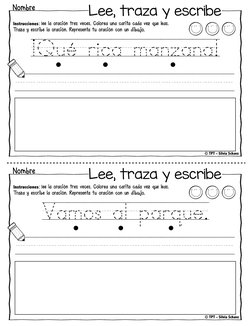 © TPT - Silvia Schavz
¡Qué/rica/manzana!
/////////////////////
Nombre 
Lee, traza y escribe 
Instrucciones: lee la oración tr