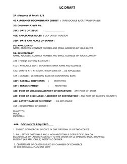 Draft Letter of Credit Template | PDF