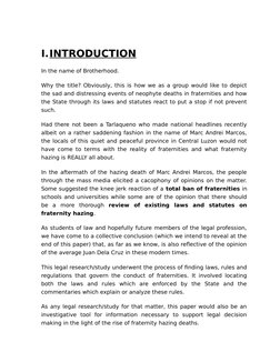 I.INTRODUCTION
In the name of Brotherhood.
Why the title? Obviously, this is how we as a group would like to depict
the sad a