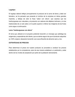 Logotipo: 
El logotipo deberá reflejar principalmente el producto de la carne de llama y debe ser
llamativo, se ha pensado qu