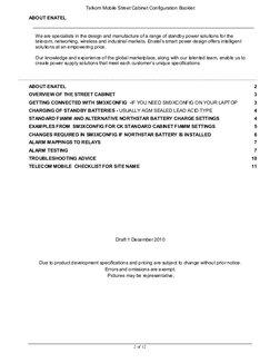 Telkom Mobile Street Cabinet Configuration Booklet 
2 of 12 
ABOUT ENATEL 
 
 
We are specialists in the design and manufac