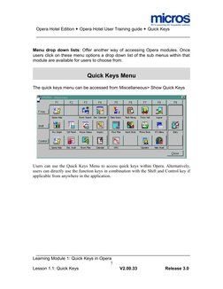 Opera PMS Quick Keys Training Guide | PDF | Menu (Computing) | Icon ...
