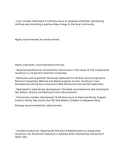 Navy EVAL Bullet Examples for Advancement | PDF | United States Navy ...