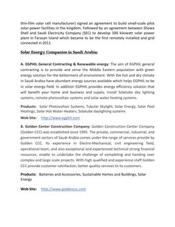 thin‐film solar cell manufacturer) signed an agreement to build small‐scale pilot 
solar‐power facilities in the kingdom. Fol