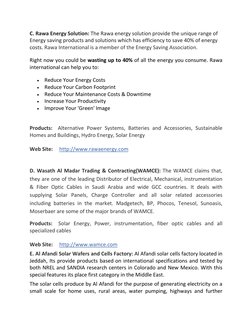 C. Rawa Energy Solution: The Rawa energy solution provide the unique range of 
Energy saving products and solutions which has