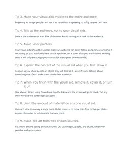 Tip 3. Make your visual aids visible to the entire audience.
Projecting an image people can’t see is as senseless as speaking